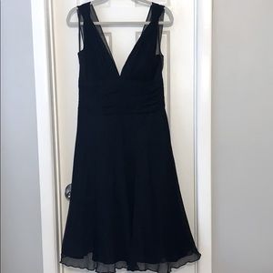 White House Black Market chiffon v neck dress